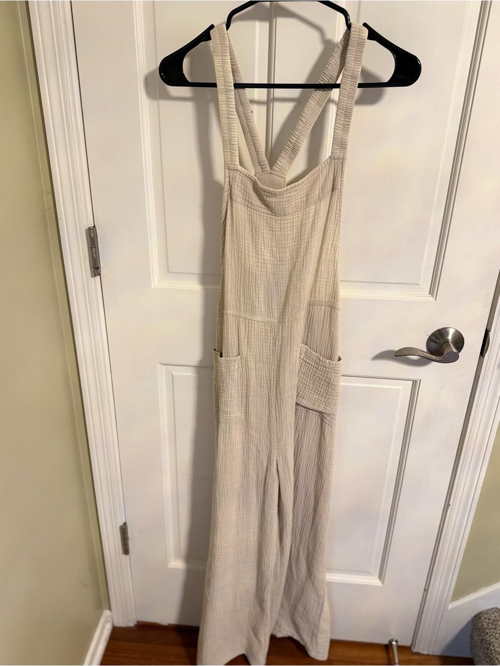 Zenana Outfitters Cream Wide-Leg Overalls Jumpsuit
